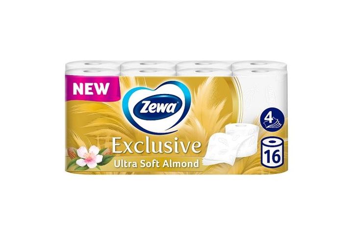 Zewa Exclusive Ultra Soft Almond Toilet Paper 4 Ply 16 Rolls