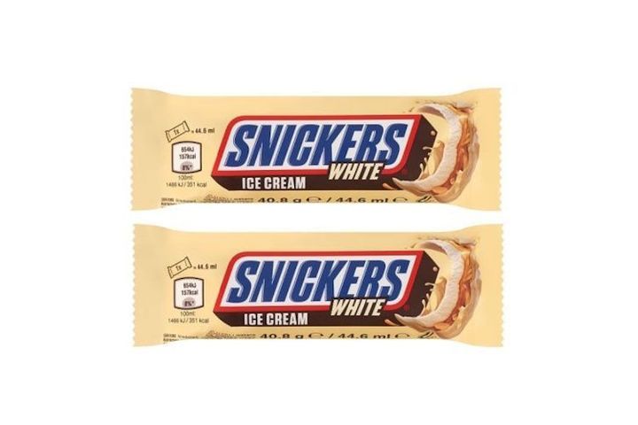 2x Snickers tejjégkrém, földimogyoróval és lágy karamellel kakaóvajas bevonattal 44,6 ml