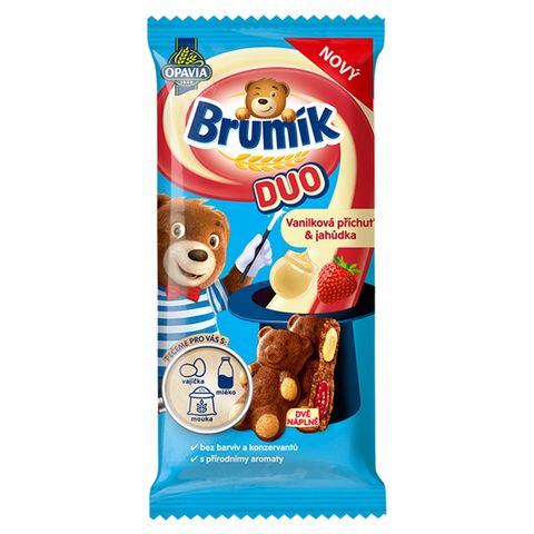 Opavia Brumík Duo jahoda a vanilka jemné pečivo | 30 g