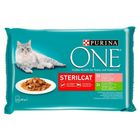 Purina One Sterilcat Turkey and Green Bean Pouches, Salmon and Carrot Pouches for Cats | 4 x 85 g