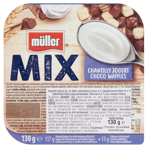 Müller Mix Choco Waffles jogurt se smetanovou příchutí | 130 g