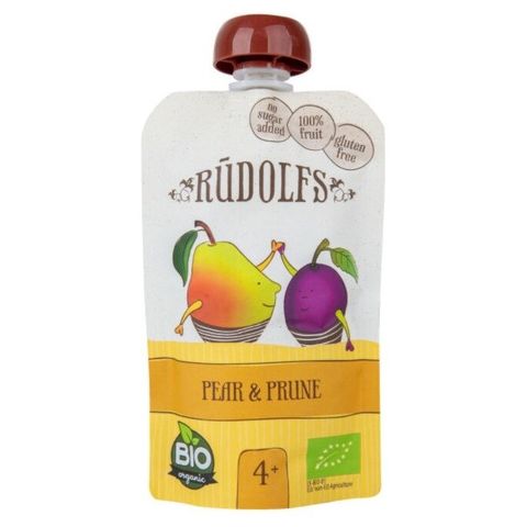 Rudolfs BIO Fruit pouch pear, plum | 110 g