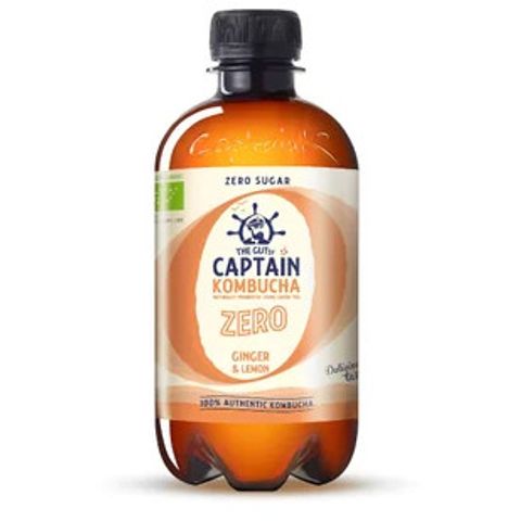 Captain Kombucha Bio zero zázvor a citron | 400 ml