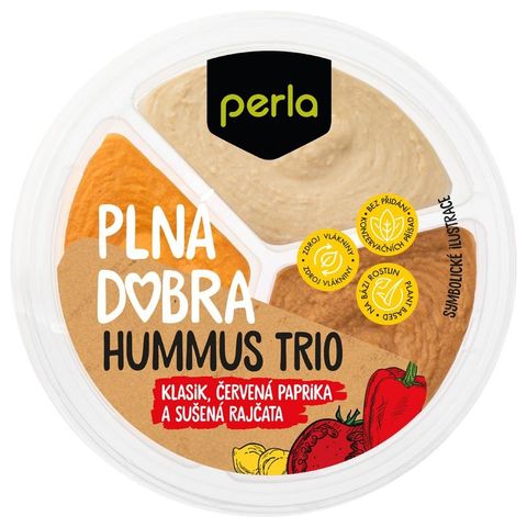 Perla Hummus trio mix (klasik, červená paprika, sušená rajčata) | 210 g