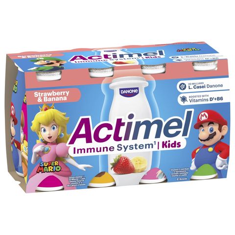 Actimel Kids Banana and Strawberry Probiotic Drink | 8 x 100 g
