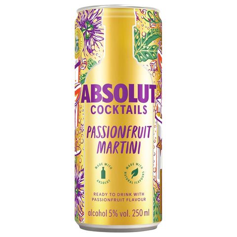 Absolut Cocktails Passionfruit Martini 5% Can | 250 ml