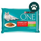 Purina One Sterilcat Kapsičky s krůtou a zelenými fazolkami, s lososem a mrkví pro kočky | 4 x 85 g
