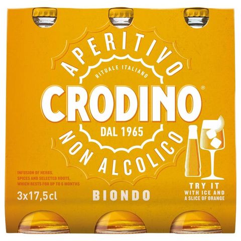 Crodino Aperitivo Biondo Non-Alcoholic Aperitif | 3x175 ml