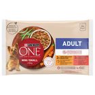 Purina ONE Mini Adult Kapsičky kuřecí+hovězí ve šťávě pro psy | 4 x 85 g