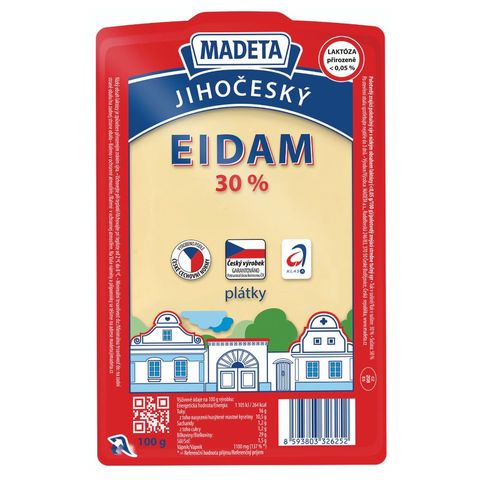 Madeta Jihočeský Eidam sýr 30% plátky | 100 g