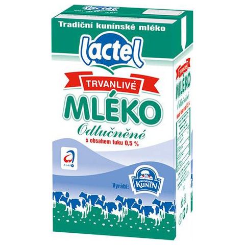 Lactel Odstředěné trvanlivé mléko 0,5% | 1 l
