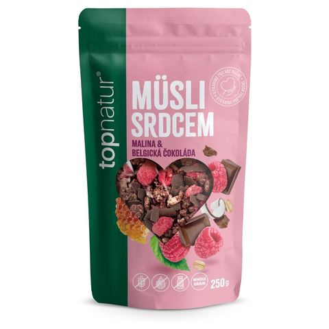 Topnatur Muesli with heart Belgian chocolate and raspberry | 250 g