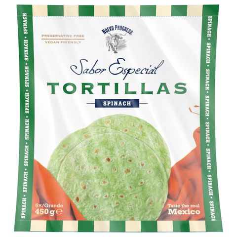 Nuevo Progreso Tortilla špenátová velká 25cm 6 kusů | 450 g