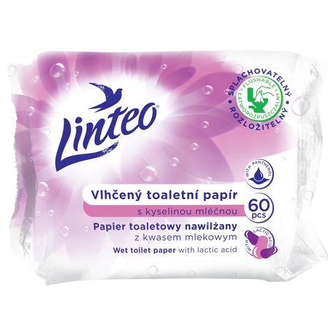 Linteo Vlhčený toaletní papír s kyselinou mléčnou | 60 kusů