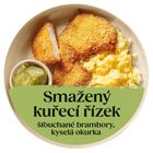 Cibule Bistro Smažený kuřecí řízek se šťouchanými bramborami a kyselou okurkou | 400 g
