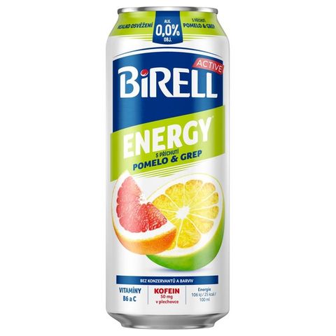 Birell 0.0 Energy Pomelo & Grep nealkoholické pivo s kofeinem plech | 500 ml