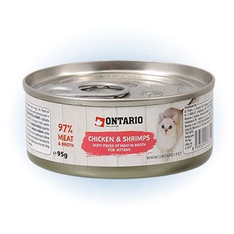 Konzerva Ontario Junior Chicken Pieces + Shrimp | 95 g