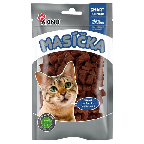 Akinu Masíčka Jehněčí kousky pamlsek pro kočky | 50 g
