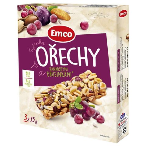 Emco Tyčinka ořechy a brusinky | 3 x 35 g
