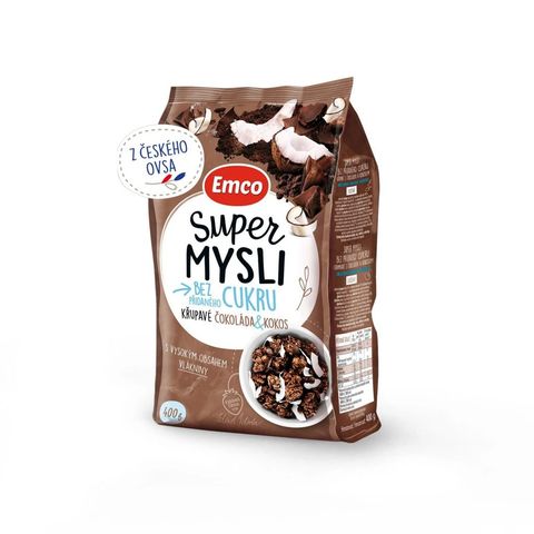 Emco Super Mysli čokoláda & kokos bez přidaného cukru | 500 g