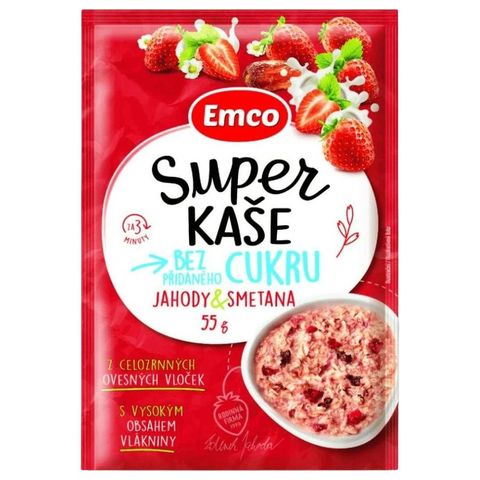 Emco Super kaše bez přidaného cukru jahoda se smetanou | 55 g
