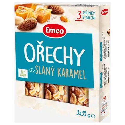 Emco Tyčinka s ořechy a slaným karamelem | 3 x 35 g