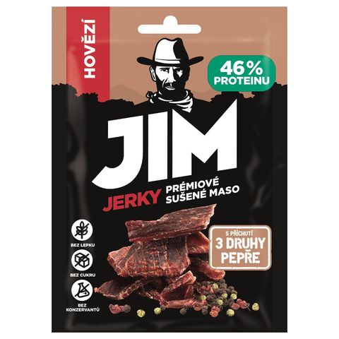 Jim Jerky Sušené hovězí s příchuti 3 druhy pepře | 23 g