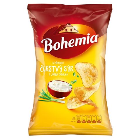 Bohemia Chips s příchutí čerstvého sýra a jarní cibulky | 130 g