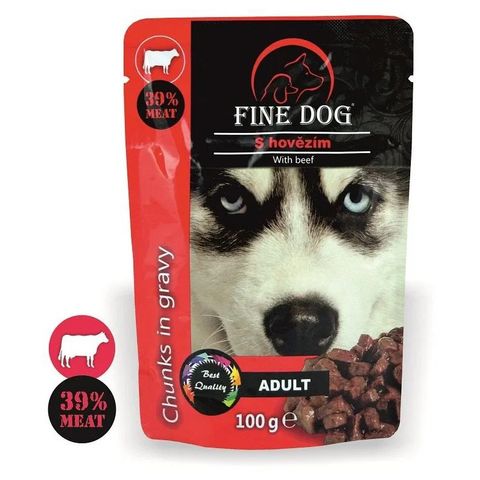Fine Dog Adult Hovězí v omáčce kapsi čka pro psy | 100 g