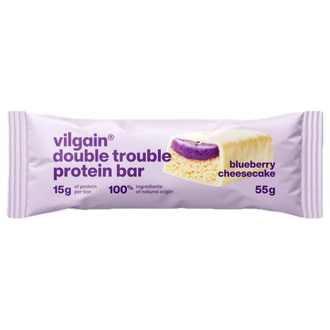 Vilgain Double Trouble Proteinová tyčinka s příchutí borůvkový cheesecake | 55 g