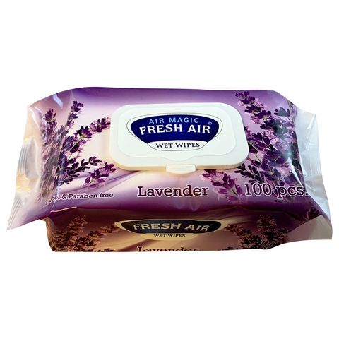 Fresh Air Lavender vlhčené ubrousky s klipem | 100 kusů