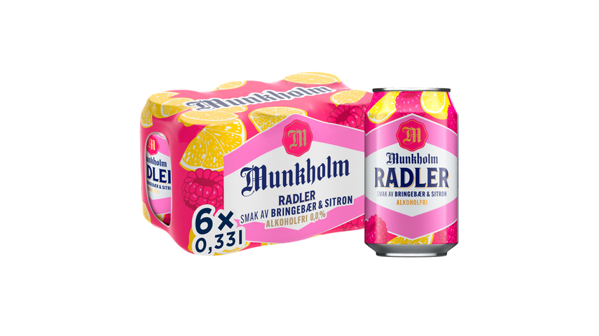 Munkholm Radler Bringebær & Sitron | 6 x 0.33l