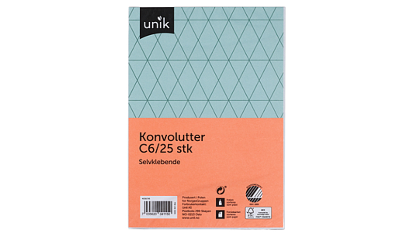 Unik Konvolutt C6 Selvklebende | 25stk