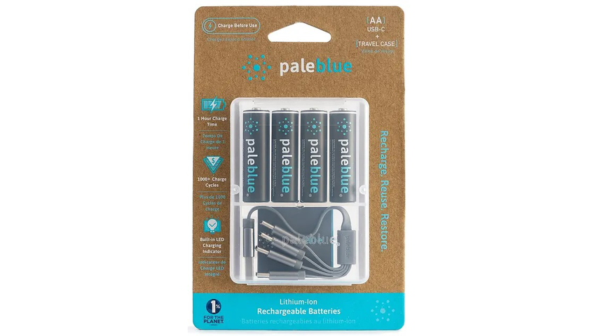 Pale Blue Oppladbare Batterier | 4 x AA & Ladekabel USB-C