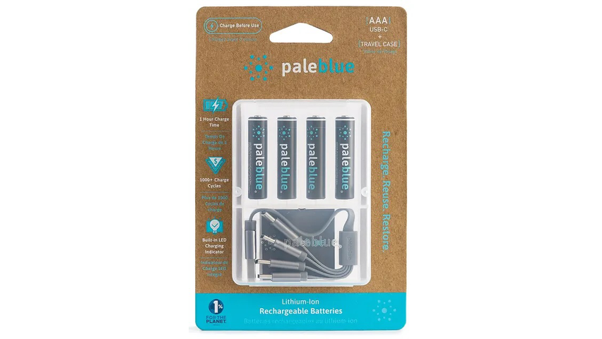 Pale Blue Oppladbare Batterier | 4 x AAA & Ladekabel USB-C