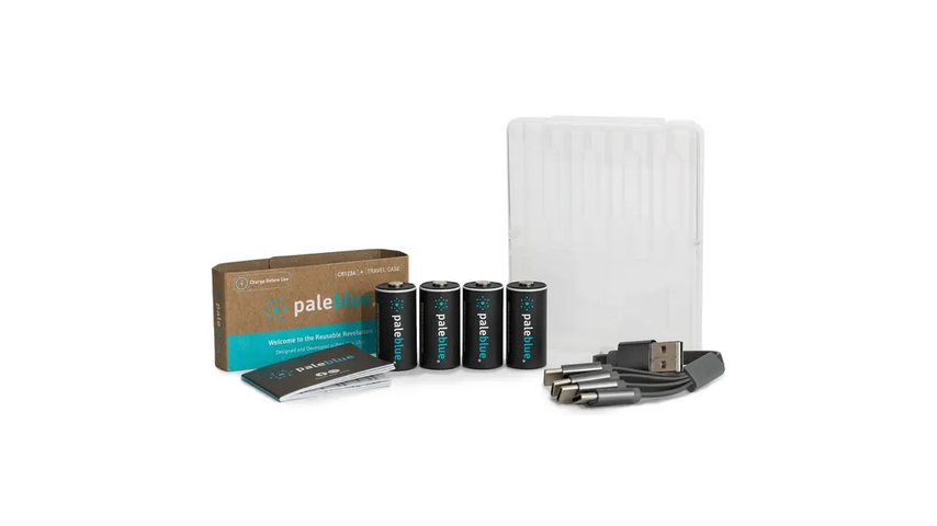 Pale Blue Oppladbare Batterier | 4 x CR123 & Ladekabel USB-C