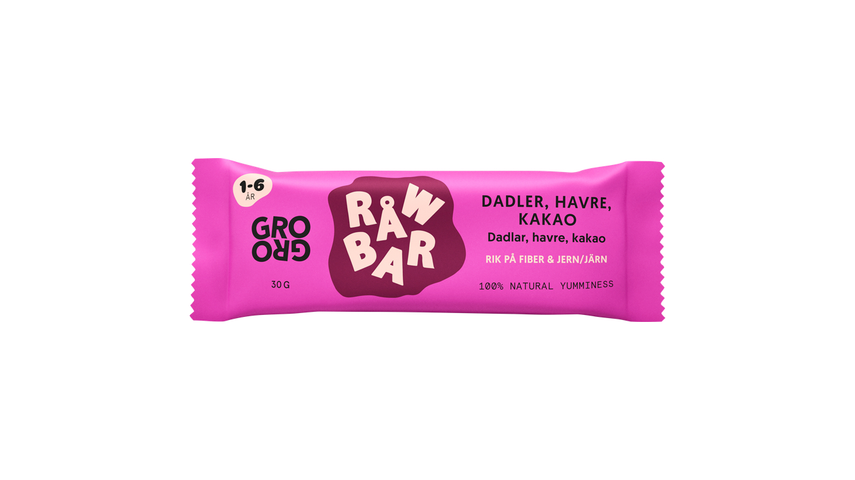Gro Gro Råwbar m/Dadler, Havre & Kakao 1-6 År | 30g
