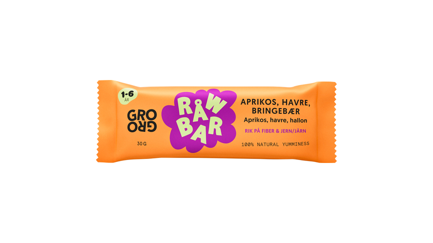 Gro Gro Råwbar Aprikos Havre Bringebær | 30g