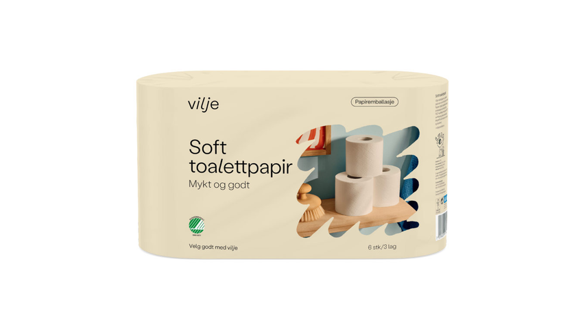 Vilje Toalettpapir Soft I Papiremballasje | 6stk