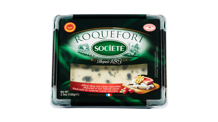 Société Roquefort Veined Full-Fat Semi-Hard Cheese from Sheep Milk 100 g