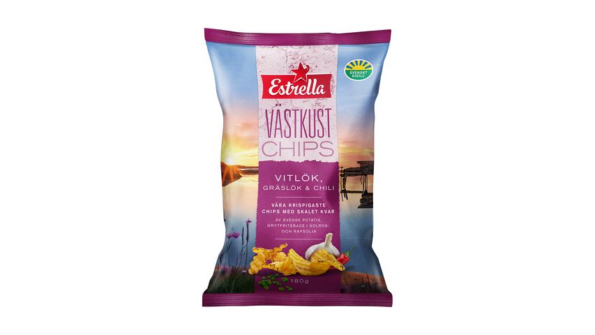 Estrella Västkustchips Vitlök/Gräslök/Chili 180g