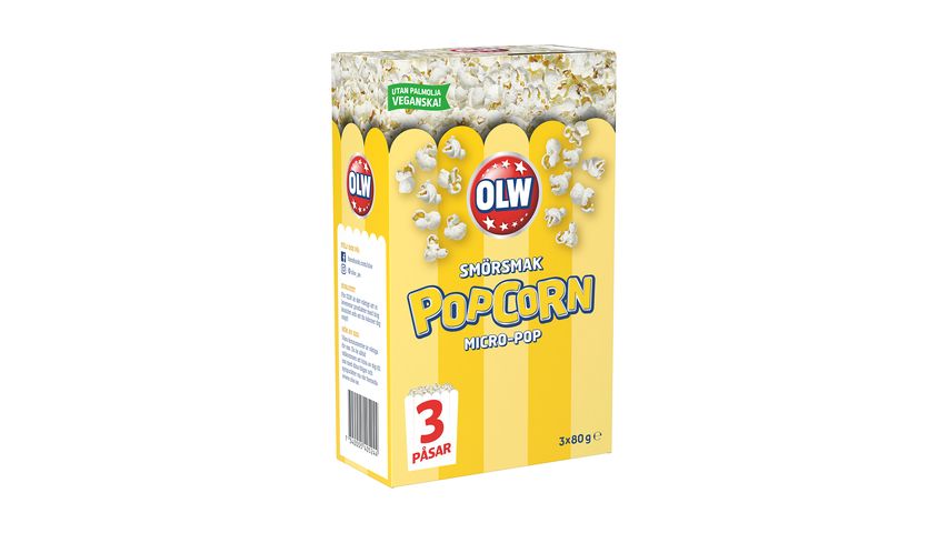 Olw Micropopcorn Smör 3X80g