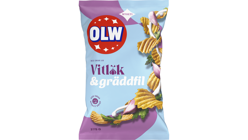 Olw Chips Vitlök & Gräddfil 275g