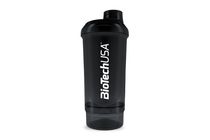 Keverőpalack Biotech Wave+ Compact 500 ml (+150 ml) fekete-füst