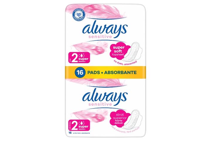 Always Sensitive Super Soft hygienické vložky s křidélky | 16 kusů