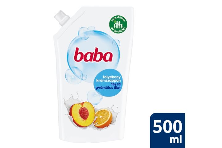 Baba tej és gyümölcs illat folyékony krémszappan utántöltő 500 ml