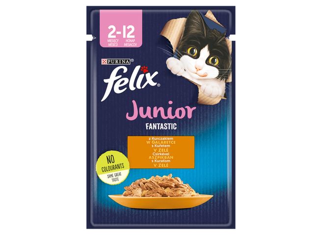 Felix Fantastic Junior Csirkével aszpikban nedves macskaeledel 85 g