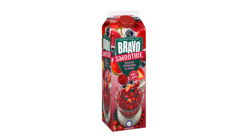 Bravo Smoothie Jordgubb, Hallon & Blåbär 1l