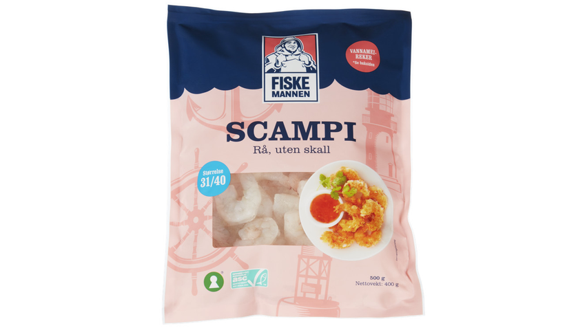 Fiskemannen Frosne Scampi Rå u/Skall | 500g