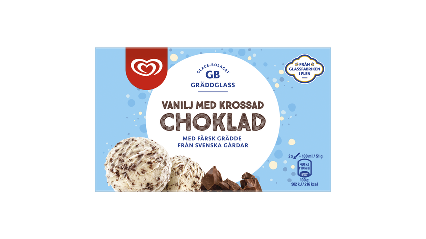 Gb Gräddglass Vanilj Med Krossad Choklad 500ml